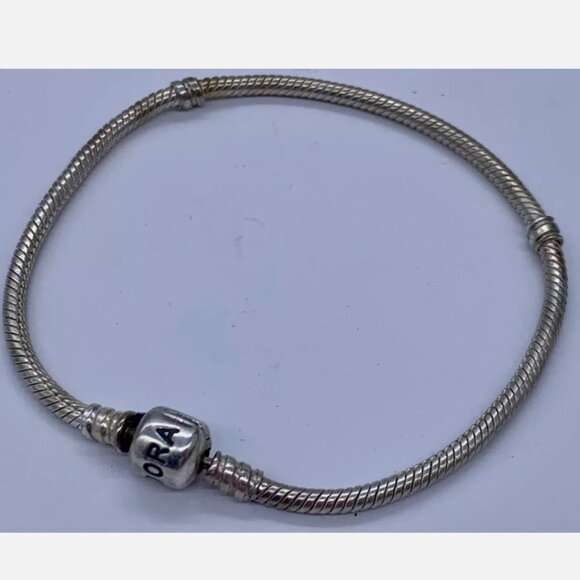 Moments Snake Chain Bracelet Pandora w Barrel Clasp in Sterling Silver - Picture 6 of 6